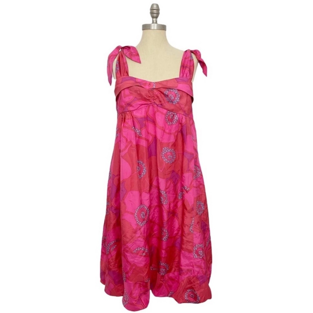 Marc Jacobs Women’s Sz 10 Tulip Bubble Dress Tie Straps Pink Y2K Vtg 100% Silk